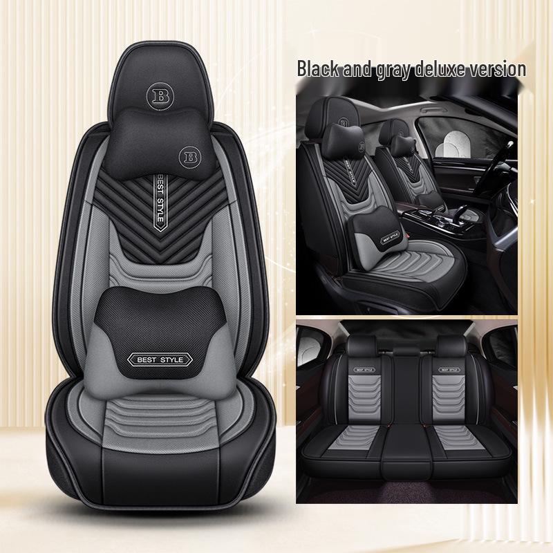 All-Season Linen Car Seat Cushion - Full Coverage & Universal Fit
