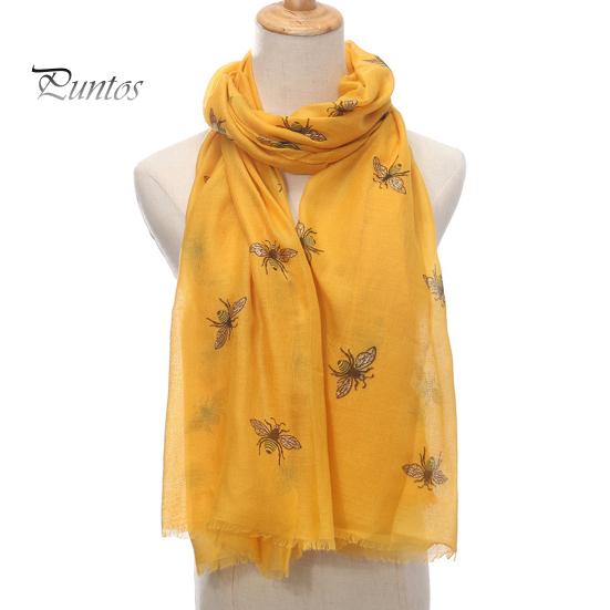 Sun Protection Headscarf for Summer Lightweight Scarf Women, Cute Bee Pattern Neck Scarf, Polyester Daily Commuting Soft Long Thin Shawl Wrap
