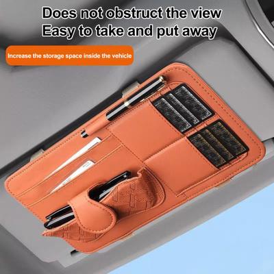 Leder Auto Sonnenblenden-Organizer Multi-Taschen Universelles Autozubehör Verschleißfeste Auto-Aufbewahrungstasche Sicheres Fahrdesign Schneller Zugriff für Karten