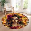 Skull Round Floor Mat Suitable for Outdoor Hallway Entryway Kitchen Antislip Round Carpet Anime Office Decor