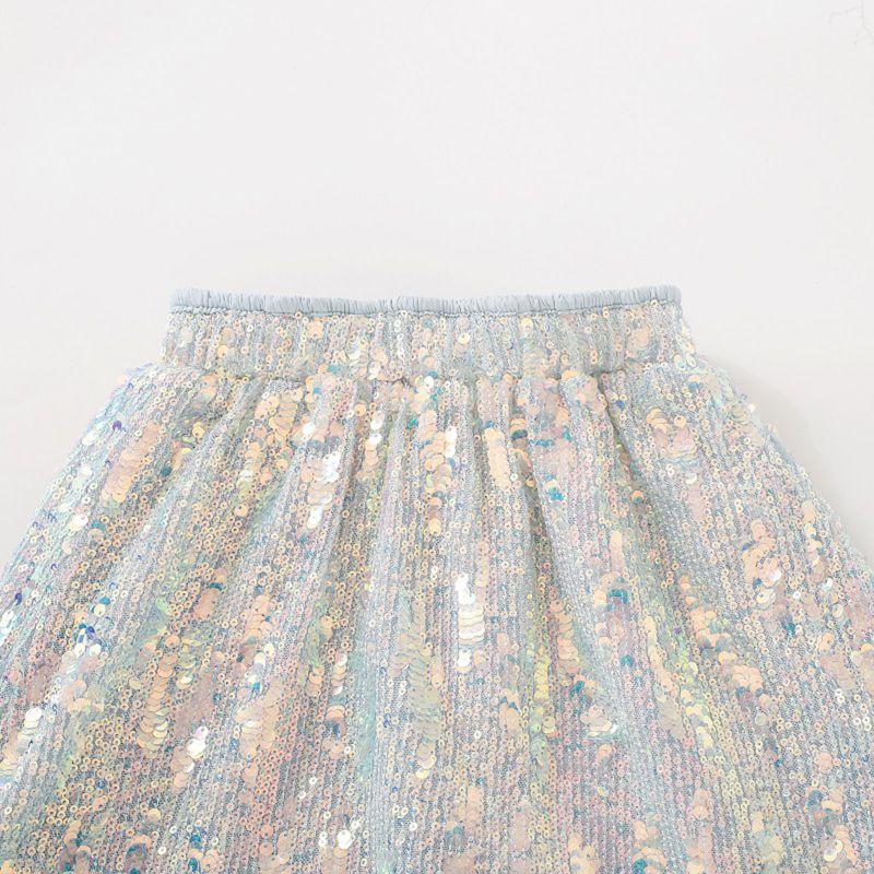 4-14 Jahre Kinder Mädchen Pailletten Glitzer Rock mit Sicherheitsunterhose Tanzrock