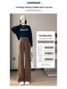2026 Women's High Waist Velvet Wool Wide-Leg Pants - Floor Length, Slim Fit, Casual Spring Style