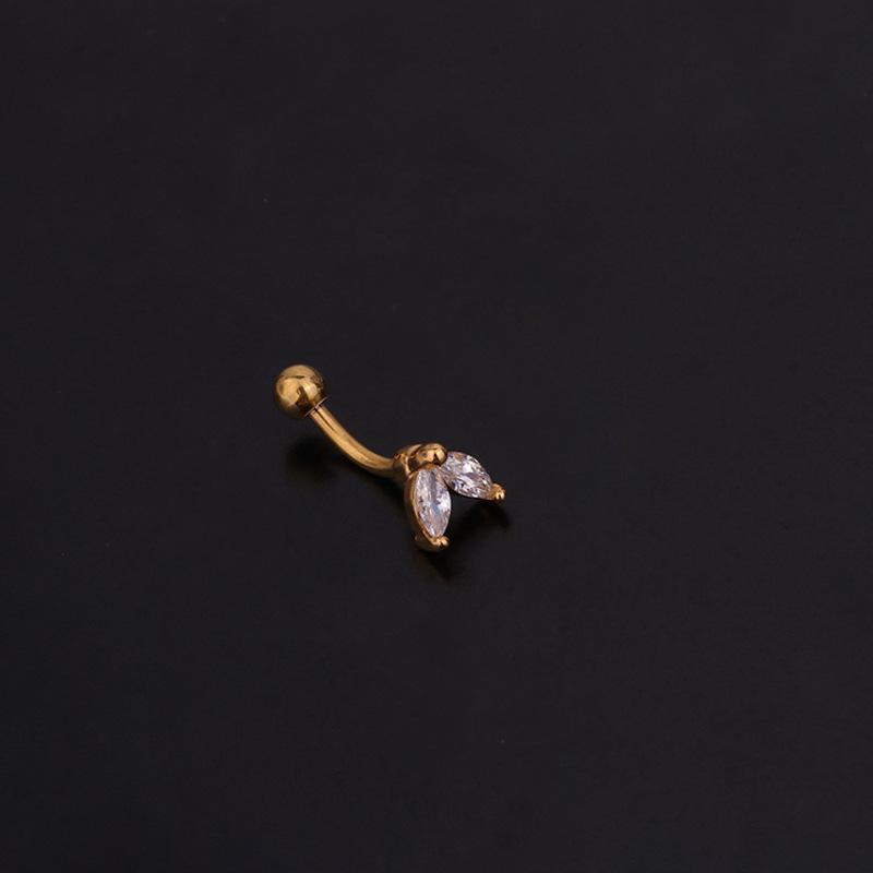 Stainless Steel Zircon Eyebrow Studs: 1.2x6/8mm Curved Rod Cochlear Design