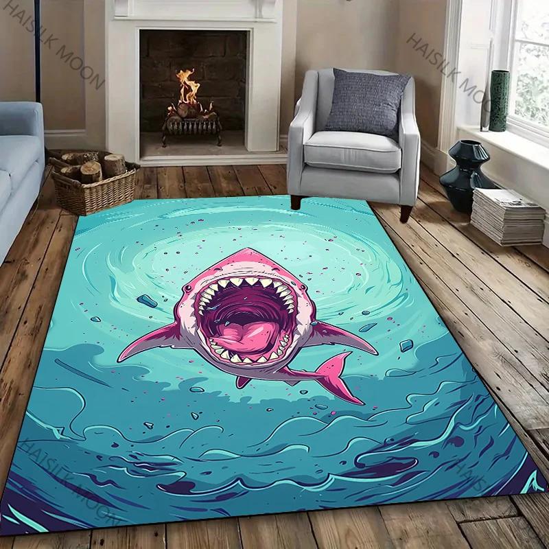 Haiangriff Teppiche! Rutschfest Schalldämmung, Wohnzimmer Schlafzimmer Eingangstür Sofa Büromatten Moderner Stil Dekorativer Teppich