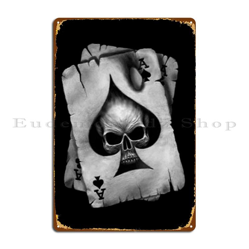 Ace Of Skulls Funprints Metal Plaque Designs Mural Club Bar Garage Club Tin Sign Poster 20X30CM