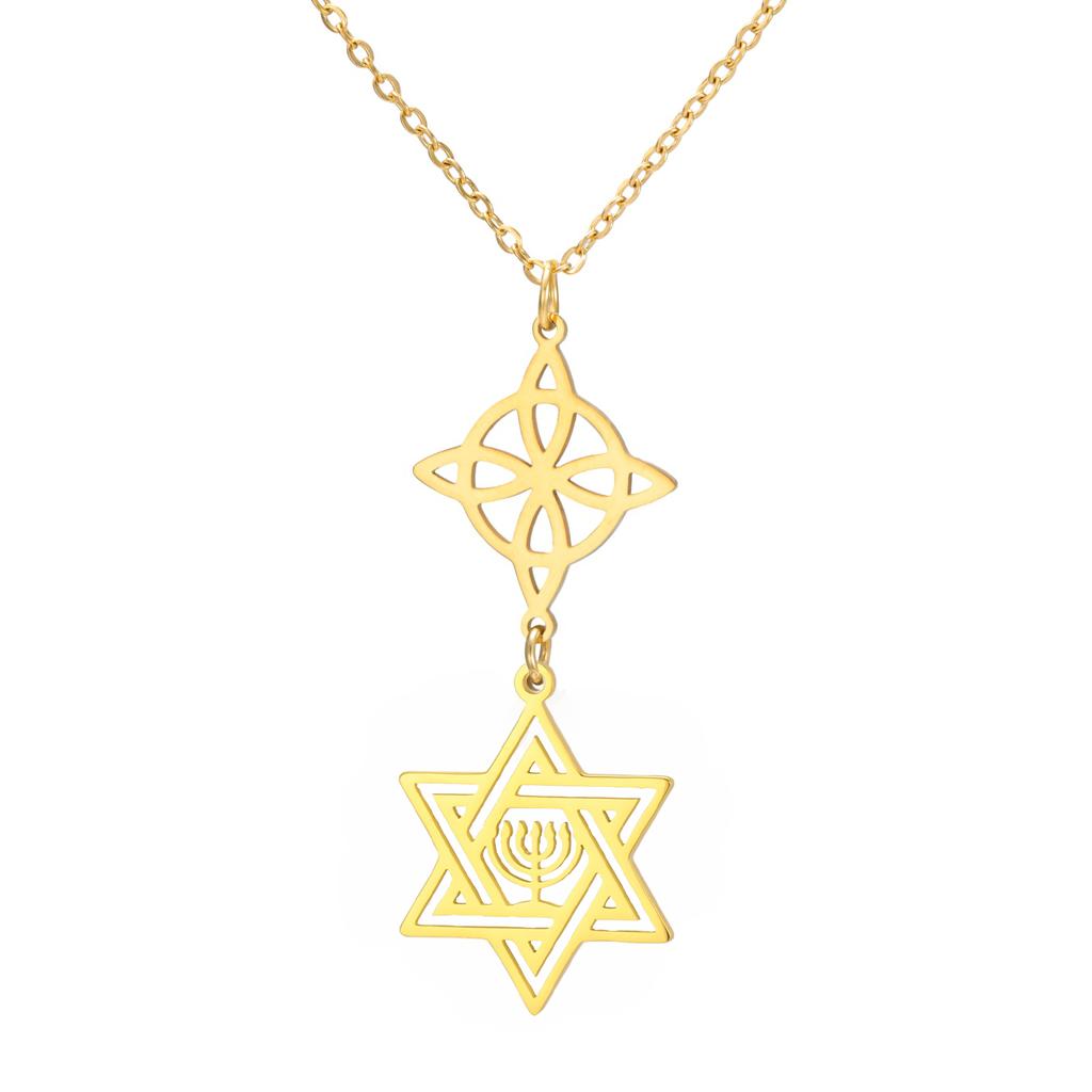 Dreamtimes VigWitches Knot Tetragrammaton Hexagram Candlestick Pendant Necklace for Women Men Witchcraft Wiccan Jewelry Gifts