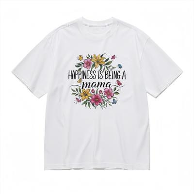 Men's Fashion Inspirational Breathable Classic T-Shirt Floral Happiness Mama Tee