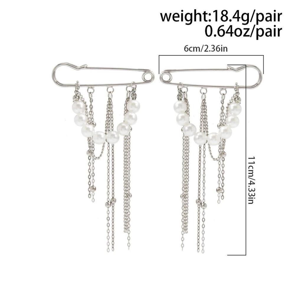 Salircon Trendy Elegant Imitation Pearl Tassels Chain Anklet Bracelet Women 2026 Summer Detachable Trouser Brooch Chain Jewelry