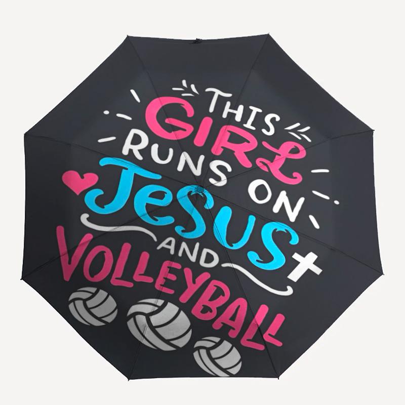 volleyball Theme Automatic Umbrella, Lightweight & Portable, 8 Rib, Perfect for Outdoor Travel, Birthdays, Christmas, Gifts.