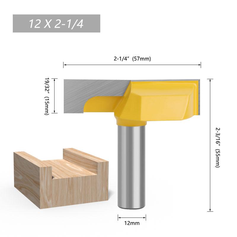 Velké čisticí spodní frézovací bity 2-1/4" řezný průměr pro povrchové hoblování frézovací bit Dřevoobráběcí fréza 8 mm 12 mm 1/2 palce stopka
