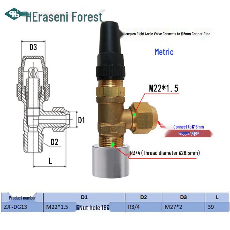 Refrigeration Equipment Right Angle Copper Valve: 6-19 Manual Stop Valve for Air Conditioning Liquid Storage