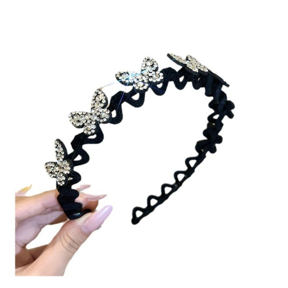 Wavy Star Headband Korean Style Butterfly Hair Band Retro Rhinestone Hair Hoop  Jewelry