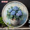 Vintage Blue Hydrangea Frameless Aluminum Wall Art For Living Room Bedroom