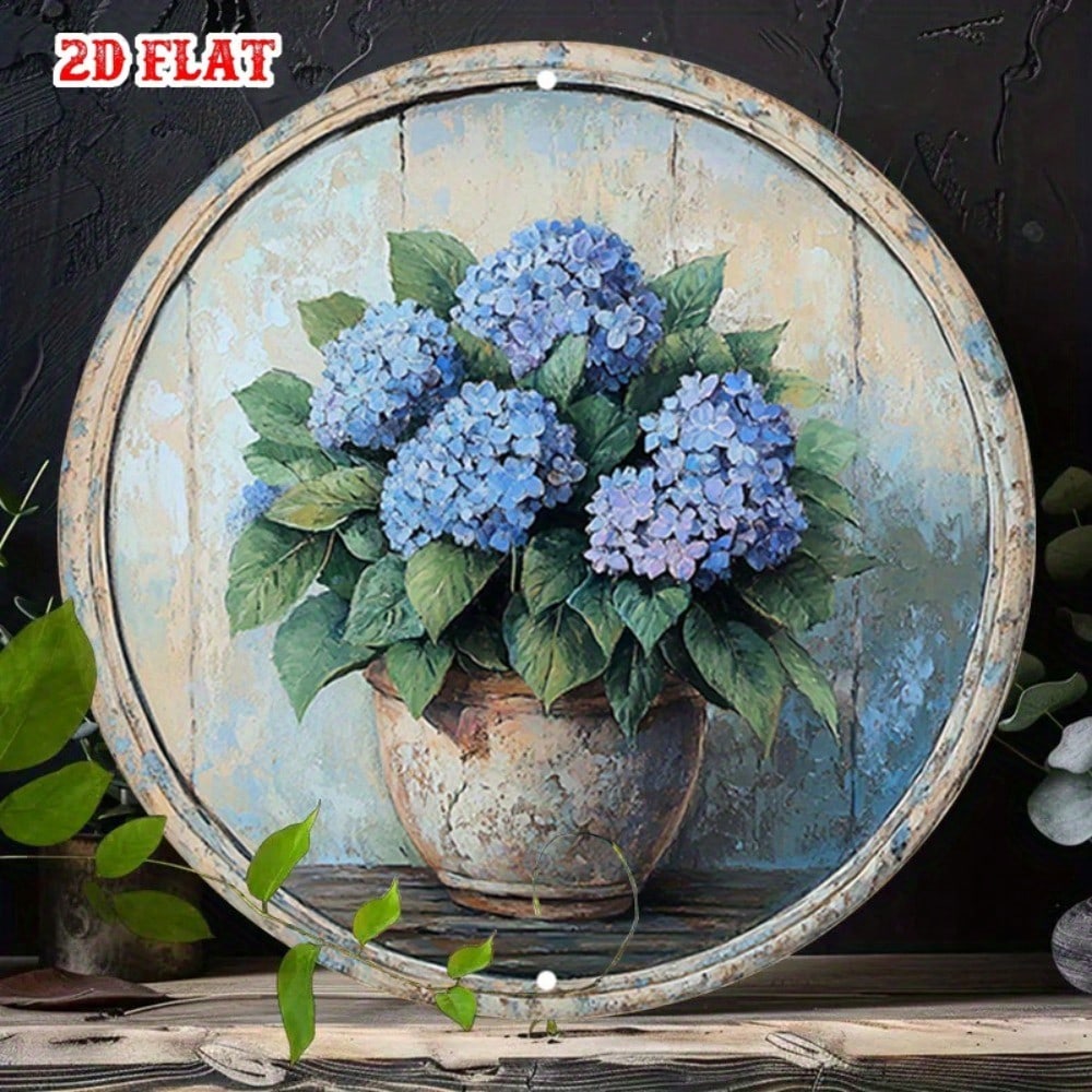 

Vintage Blue Hydrangea Frameless Aluminum Wall Art For Living Room Bedroom 20x20 разноцветный