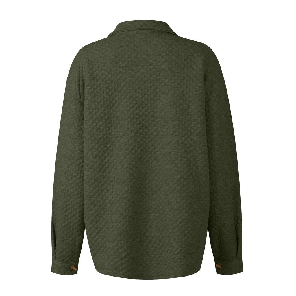 Fashionable Women's Solid Color Diamond Pocket Light Casual Jacket