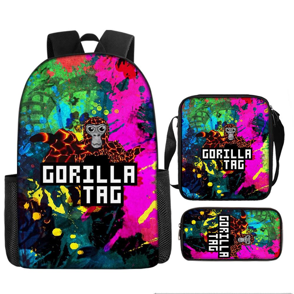 3Pcs Set Backpack, Gorilla Tag  Pencil Bag, Shoulder Bag, Backpack, Large Capacity Travel Bag, The Best Gift for Boys and Girls