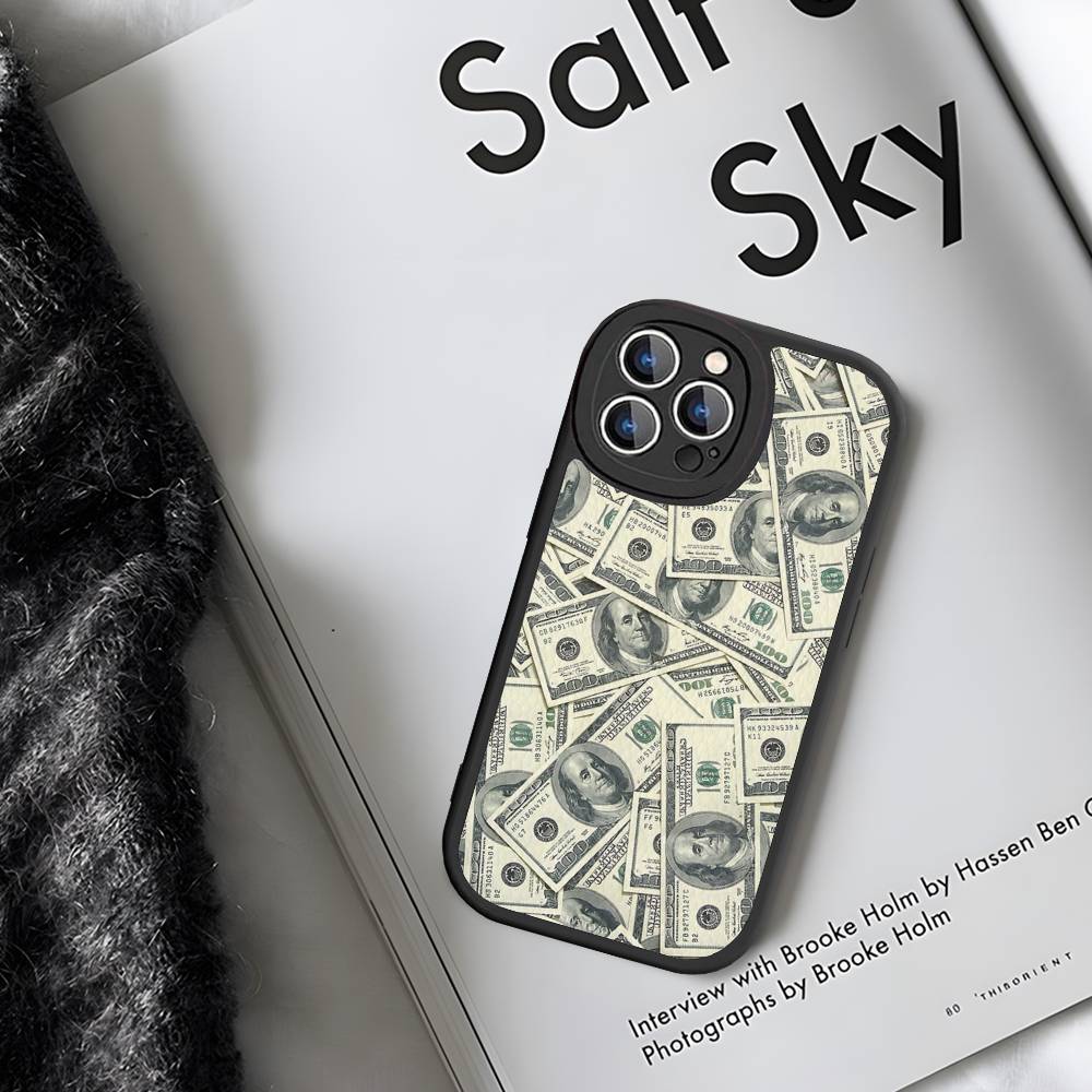 Dollar Bill Illustration Graphic Leather Phone Case For IPhone 16 14 15 Pro Plus 13 12 11 Pro Max Silicone Cover