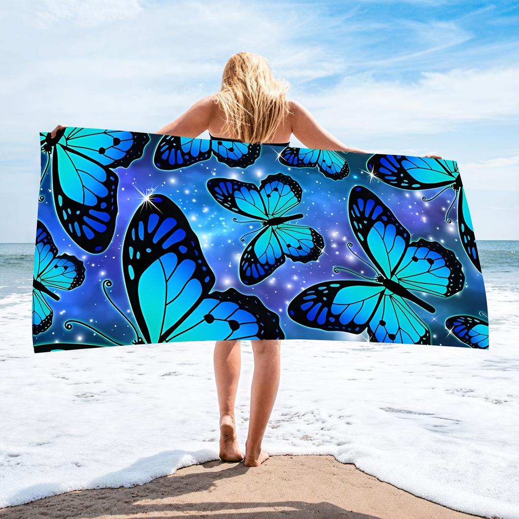 Large Ocean Scenery Beach Towel Polyester Quick Dry Sandproof Bath Towels Tropical Palm Tree Summer Outdoor Pool Travel Blanket