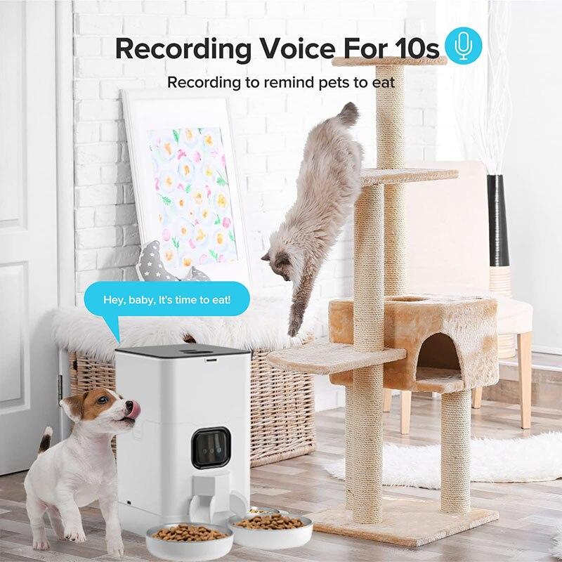 6L Automatic Pet Feeder for Cats WiFi Smart Stainless Steel Tow Bowl Dog Feeder Large Capacity Timed Feed Trough Fo Wifi