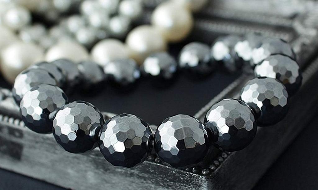 Terahertz Mineral 12mm Bracelet/Bangle with Natural Stone (Mirror Cut/LL)