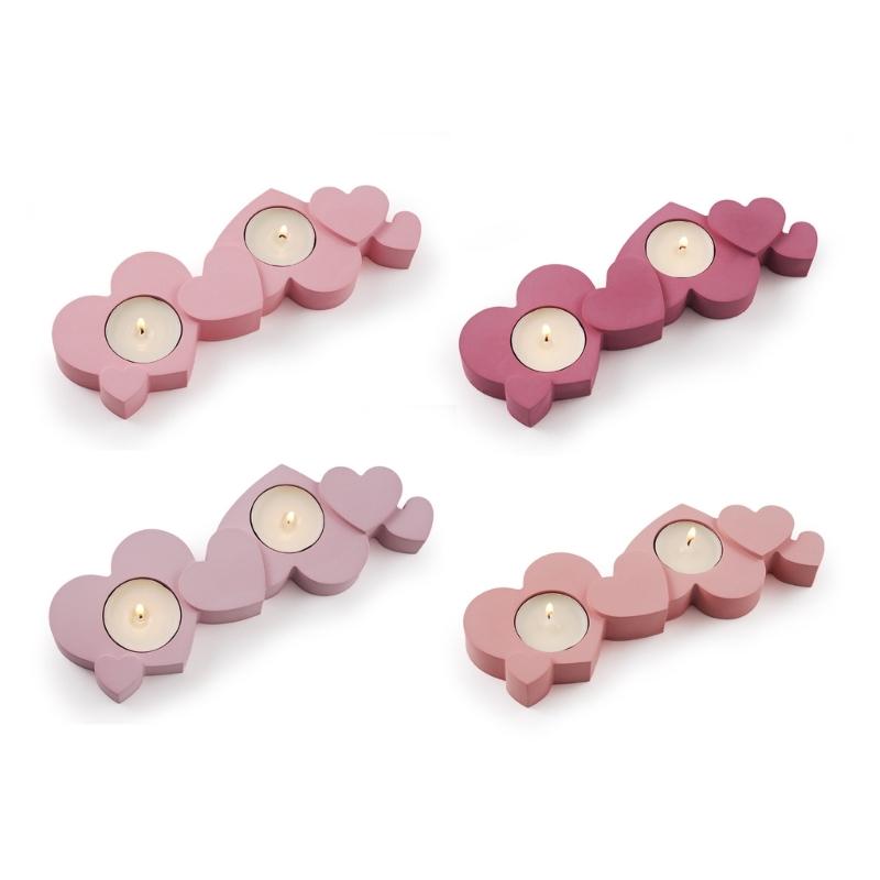 Elegante Kerzenhalter-Formen in Herzform mit Doppelloch. Robuste Silikonharzformen für selbstgemachte Kerzenhalter und Teelichtbasteleien.