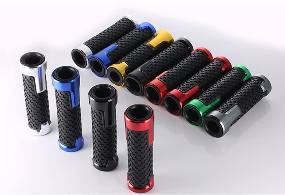 Beatus Aluminum & Rubber Handle Grip Motorcycle Bike 22.2mm Universal Left and Right Set Type B (Black)