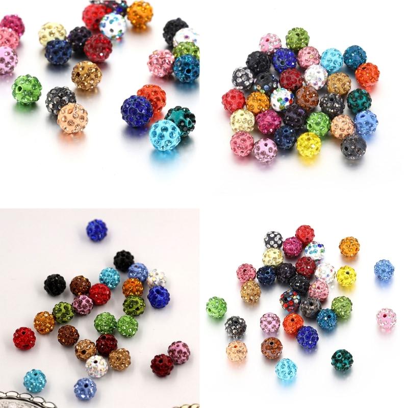 Set of 100 Assorted Color Craft Beads 10mm Disco Ball Clay Bead Jewelry Supplies