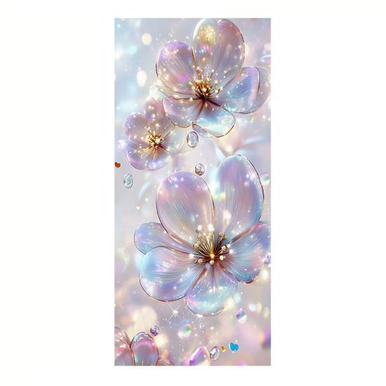 

Flowers Window Privacy Film Stained Glass Tulip Butterfly Window Cling Static Glass Sticker for Home Kitchen Office D