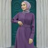Plisowana sukienka z paskiem damska muzułmańska islamska długa Abaya