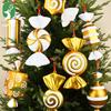 Gold & White 32CM Painted Candy Hanging Ornaments for Christmas Shop Displays & Gifts