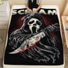 1PC Scream Print Flannel Blanket, High Quality All Seasons, Home Decor, Warmth and Comfort, Perfect for Christmas Gifts
