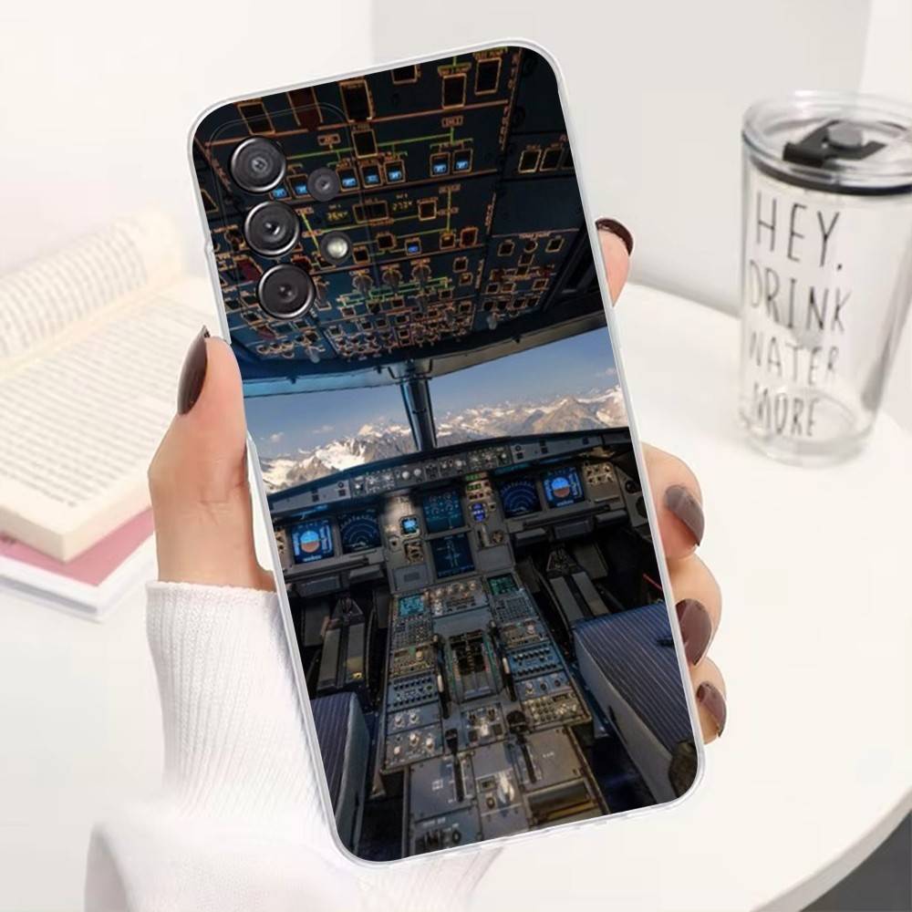 Airplane Instrument For Samsung A30,71,51,S9,10,20,Ultra,S22,23,21,PIus,FE,Lite,Transparent, Silicone Case