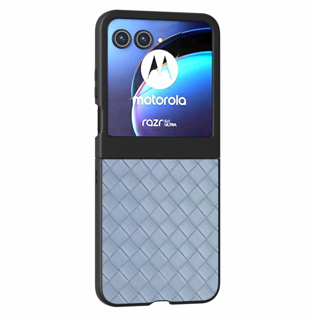 Für Motorola Razr 50 5G Hülle Gewebte Textur PU-Lederbeschichtete Hart-PC-Abdeckung