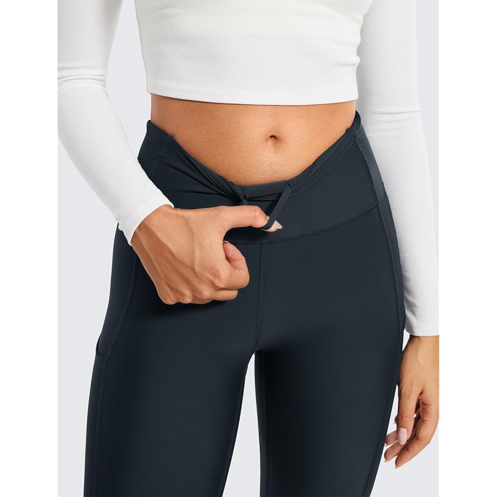 CRZ YOGA Women's Winter Fleece-Lined Yoga Leggings, High-Waisted, Sweat-Wicking, Quick-Drying, Cold Protection, 28-Inch Inseam, Dark Navy, Size XS
