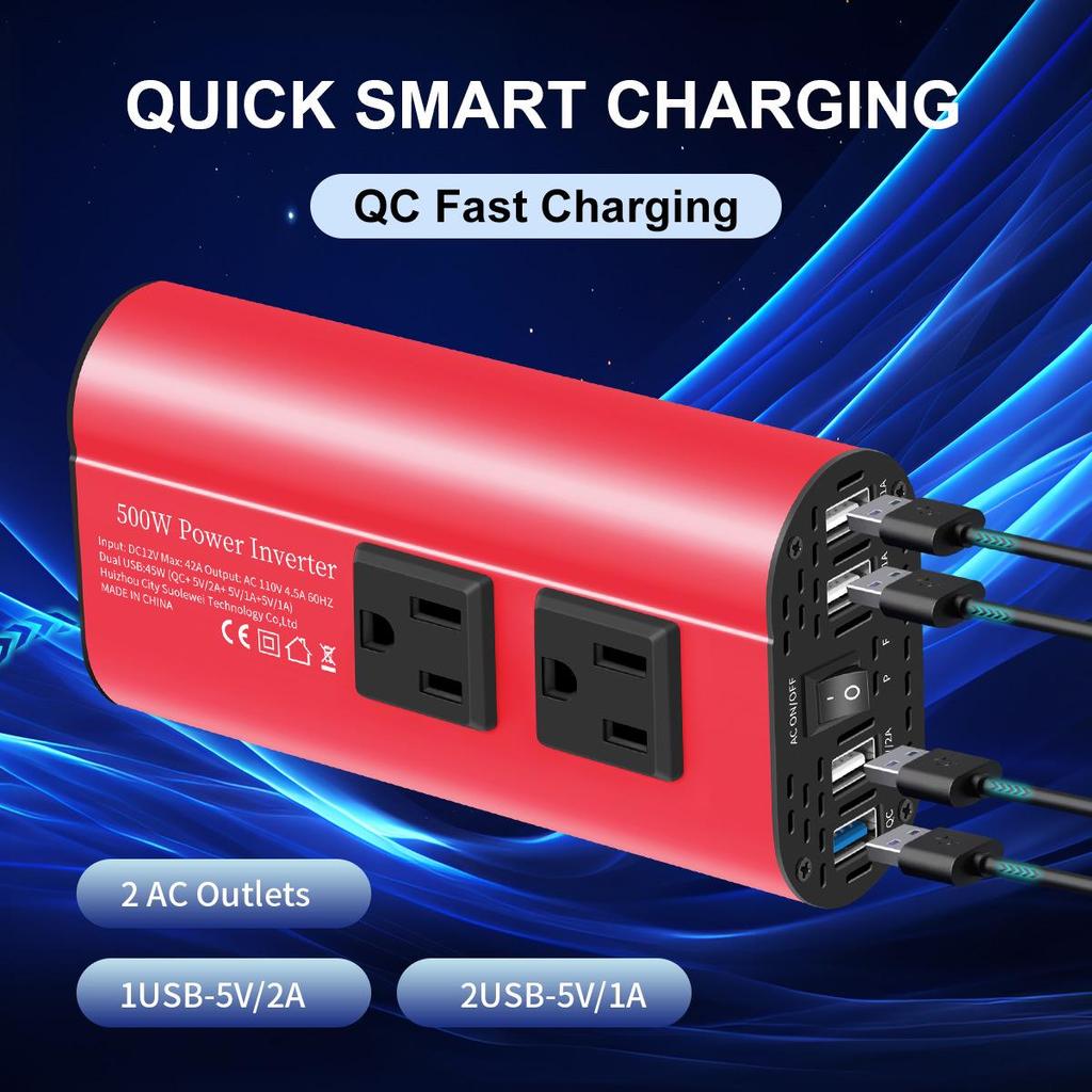 EU/US 300/500W Modified Sine Wave Car Inverter 12V to 220V
