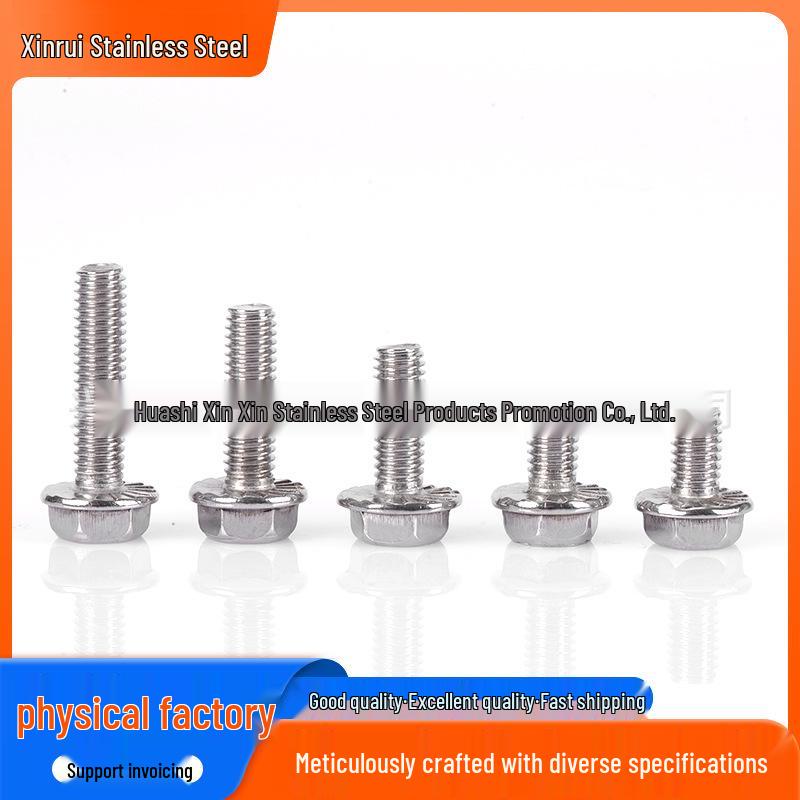 Concave Head 304 Stainless Steel Hex Flange Bolt (Toothless)