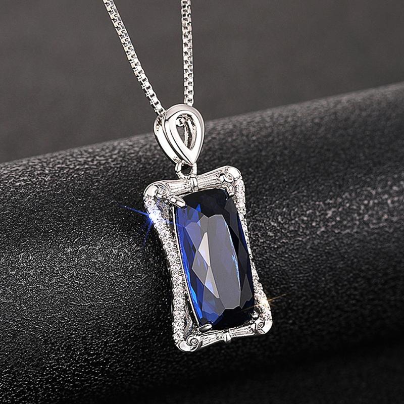 Huitan Luxury Female Fashion Pendant Necklace with Bright Zirconia Box Chain Jewelry Anniversary Party Accessories for Women