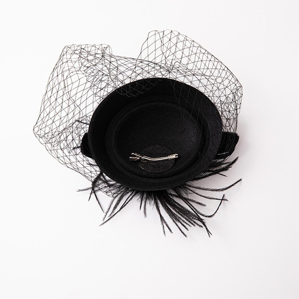 Čajový dýchánek Fascinátor Derby Hat Ženy Fascinátor Čelenka Závoj Peří Fascinátor Derby Pillbox Hat Koktejl Závoj Síťovina