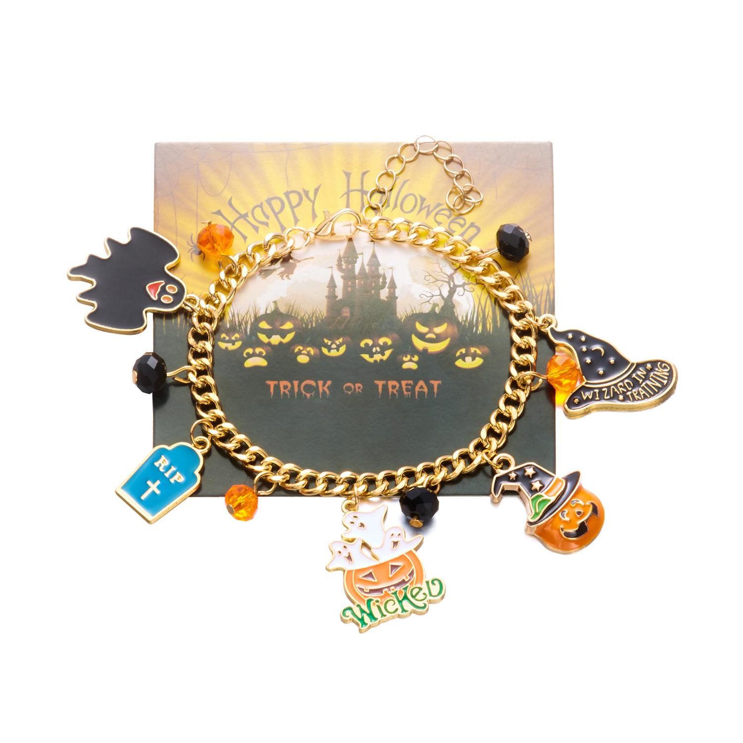 

Halloween Punk Multi-element Ghost Spider Web Pumpkin Pendant Chain Bracelet for Women Zircon Bracelet Hip Hop Metal Jewelry Adjustable