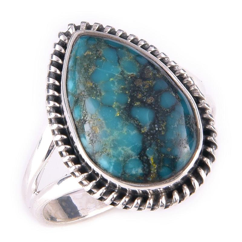 Natural Tibetan Turquoise Gemstone Handmade 925 Sterling Silver Ring Size 9 b0B44