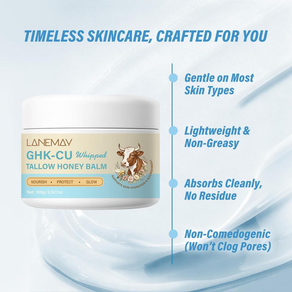 GHK-Cu Beef Tallow Honey Balm-Delivers Soft, Smooth, And Nourished Skin-Helps Skin Look Firm And Radiant-100g