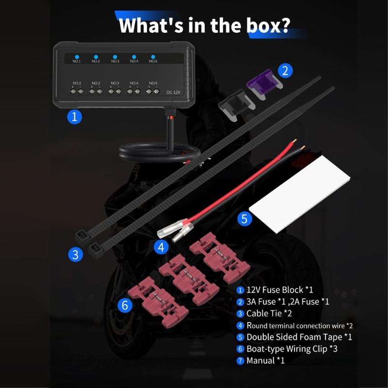 Fuse Junction Box Car Motorcycle Vehicle 12V 20A Circuit Holder with LED Indicator Light Heat Resistant Accessories
