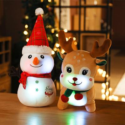 Adorável Boneco de Neve Alce de Pelúcia Cantante Brilhante de Natal Boneca Infantil Presente de Natal Suprimentos para Decoração de Natal