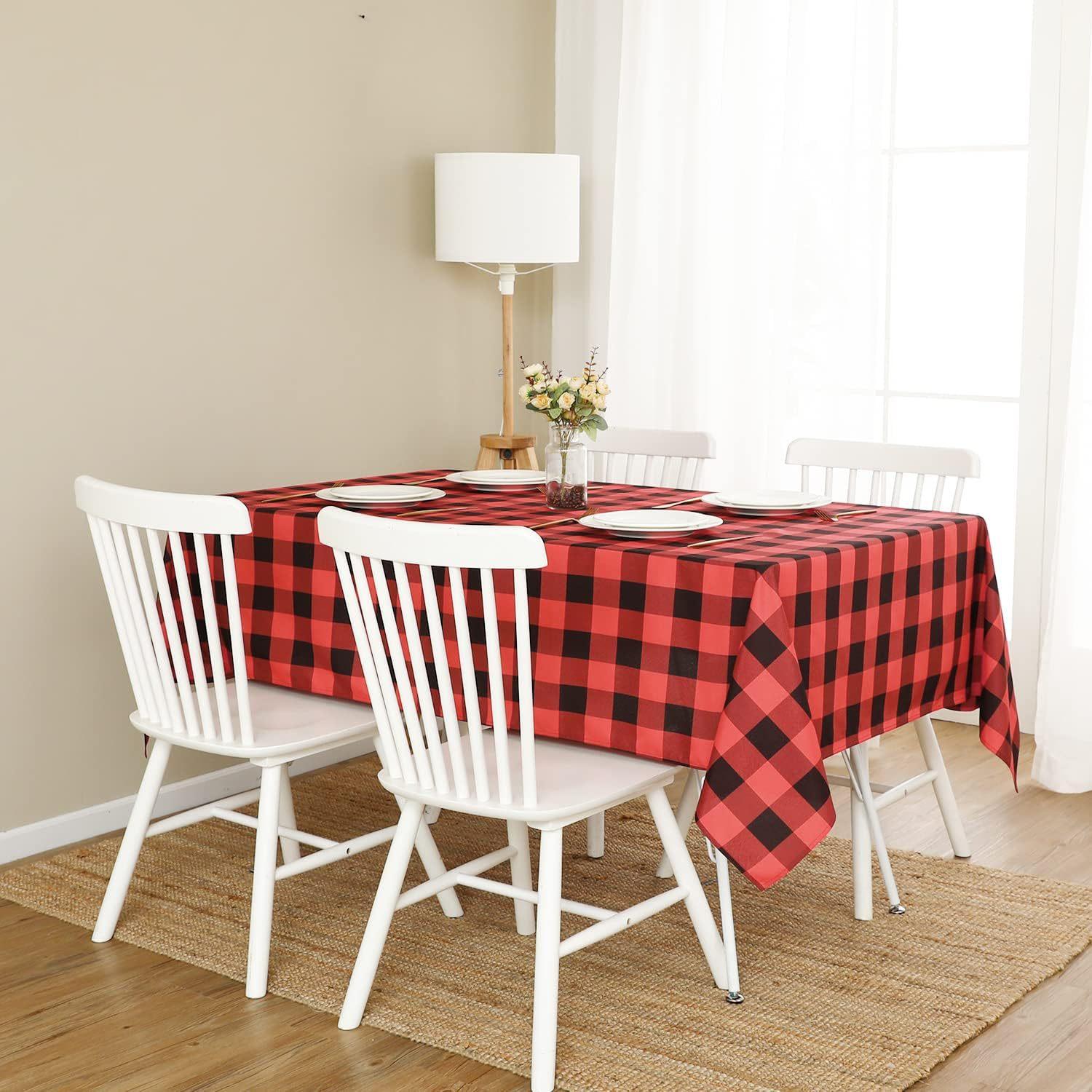 

Amazon Tablecloth Decoration Red Black And White Checked Christmas Day American Yarn Dining Table Tablecloth Household 90*90cm
