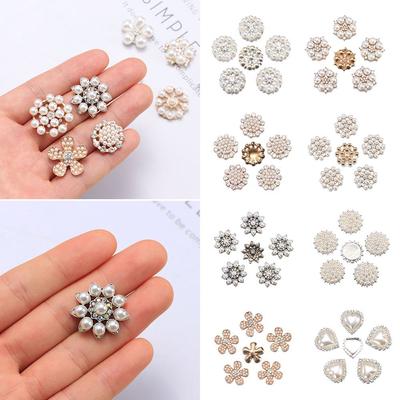 DIY Craft Flower-shaped Crystal Rhinestone Buttons Headwear Accessories Pearl Button Pearl Hairpins