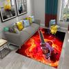 3D Water and Fire Guitar Carpet Music Enthusiast Carpets for Living Room Bedroom Decoration Kitchen Bathroom Non-slip Floor Mats