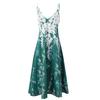 2Pcs/Set Dress Set V-Neck Large Hem Printed Summer Women Sling Design Dress Long