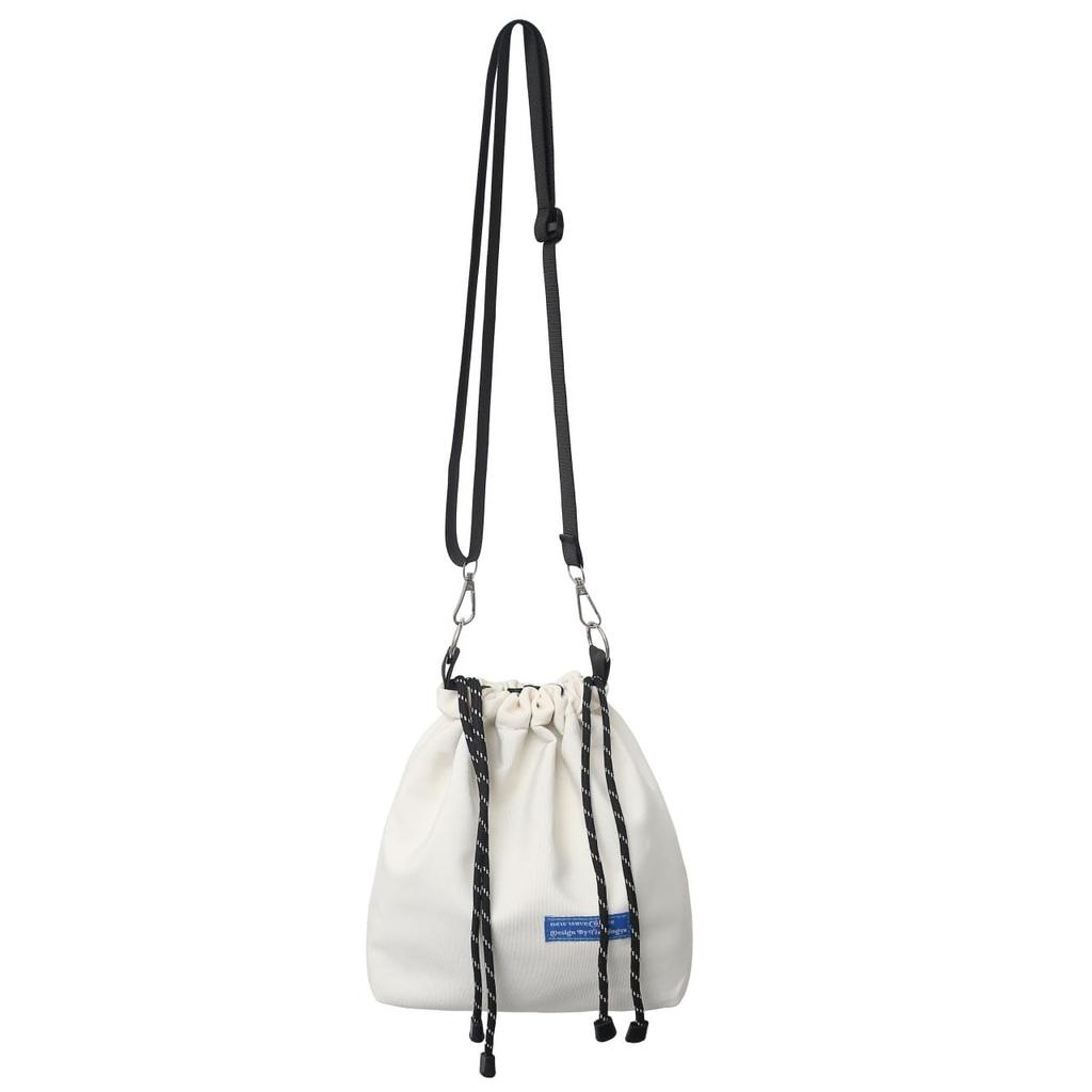 Cedar Eight Drawstring Nylon Bag, Casual, Small Shoulder Bag for Men and Women (White)