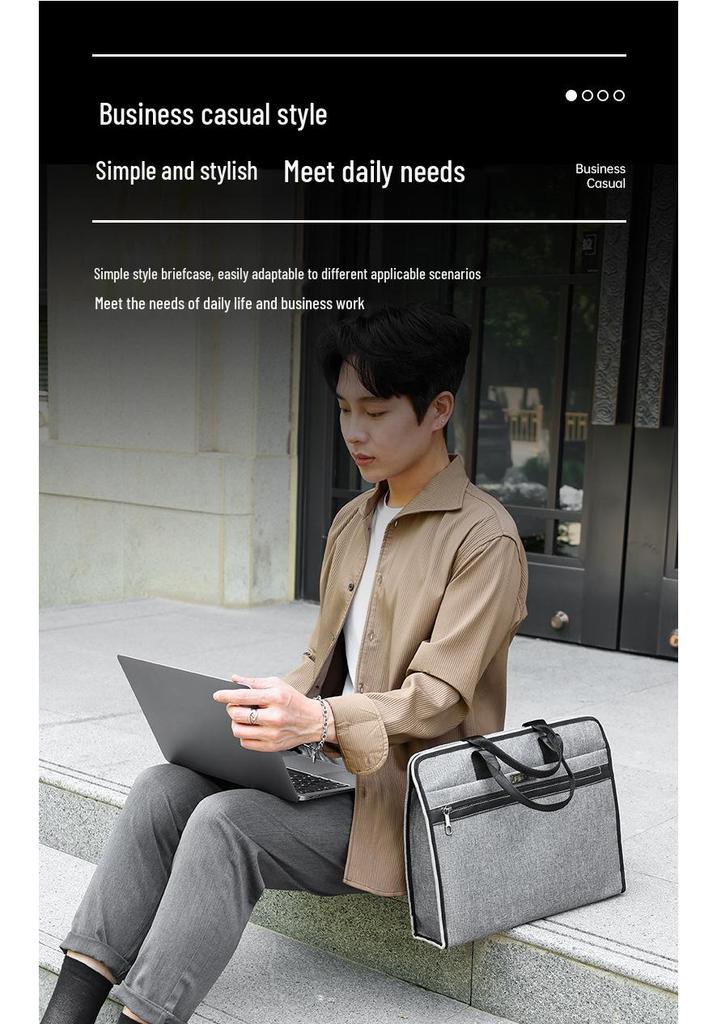 Men's 14-inch Oxford Cloth Business Casual Laptop Briefcase - Multi-color Office Bag