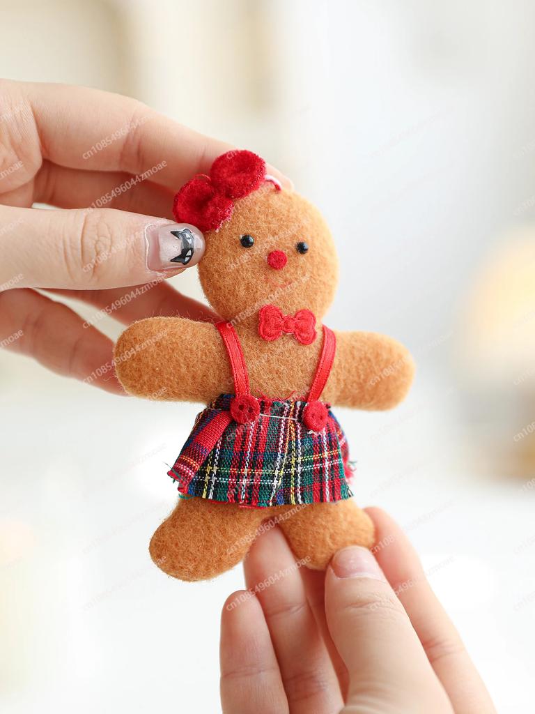 Y New Christmas Ornaments Brown Gingerbread Man Plush Doll Pendant Christmas Tree Decoration Accessories Small Pendant